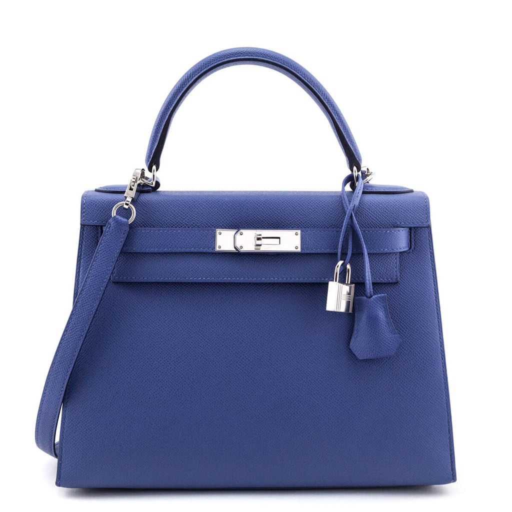 Hermes Brighton Blue Epsom Kelly Sellier 28 PHW - Shop Hermes Handbags