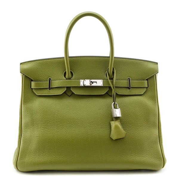 Hermes Vert Chartreuse Togo Birkin 35 PHW - Preloved Hermes Handbags