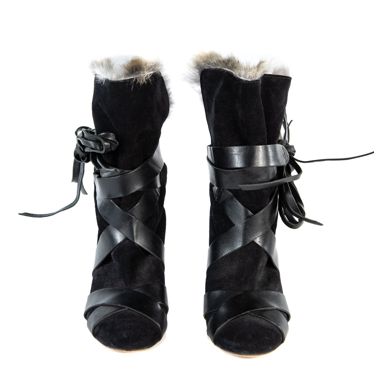 Isabel Marant Black Suede Fur Trimmed 