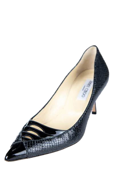 Jimmy Choo Black Snake Print Cap Toe Pumps - Shop Preloved Jimmy Choo