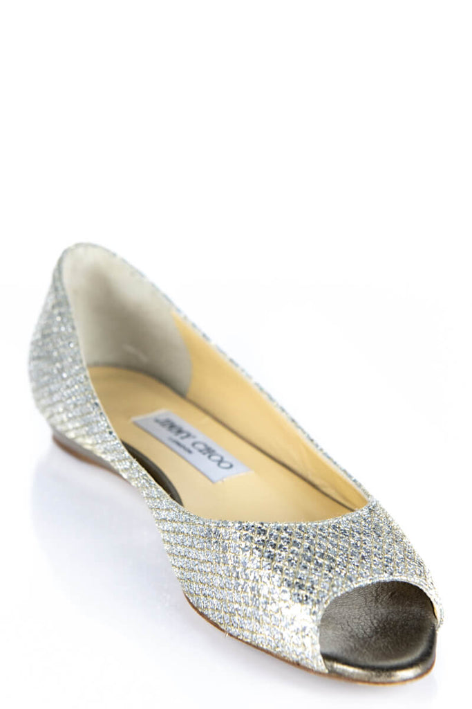 jimmy choo gold glitter peep toe