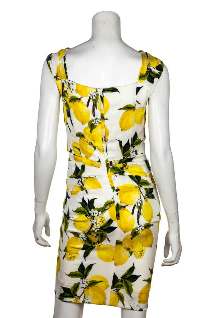 Dolce & Gabbana Lemon Print Silk Ruched Dress - Dolce & Gabbana Canada