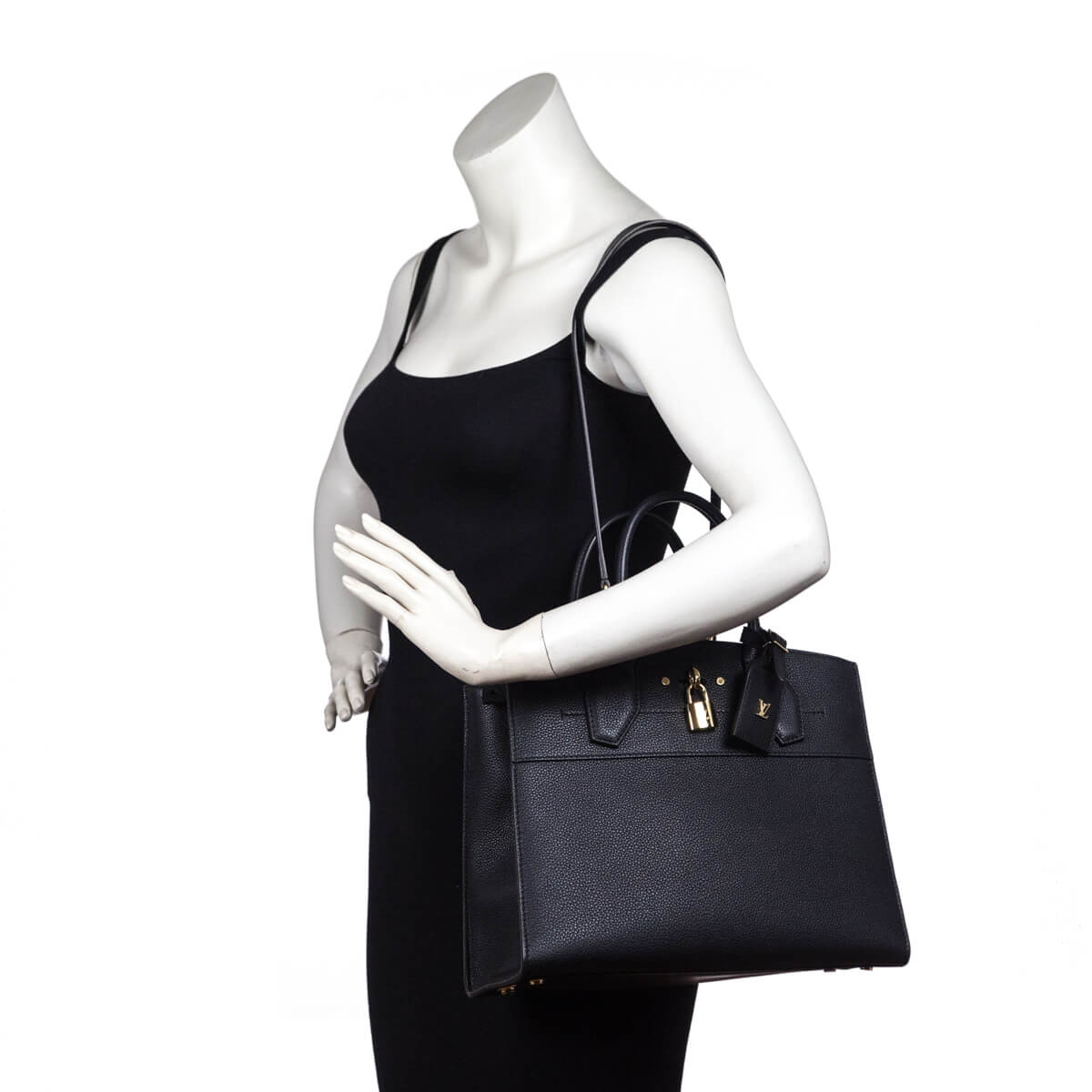 Louis Vuitton Black Grained Calfskin City Steamer MM - LV Handbags