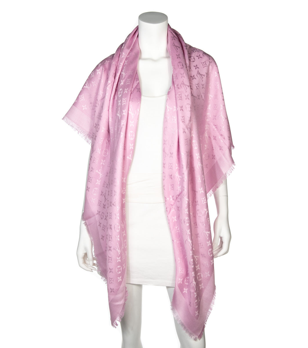 Louis Vuitton Pink Silk And Wool Monogram Scarf Louis Vuitton Canada