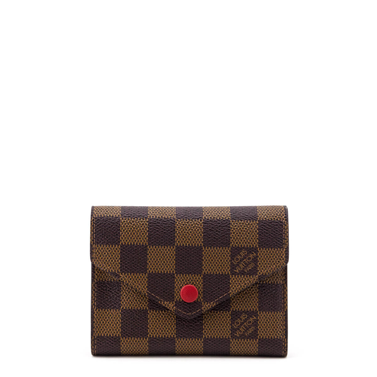 Louis Vuitton Damier Ebene Red Victorine Wallet - Preloved LV Wallets