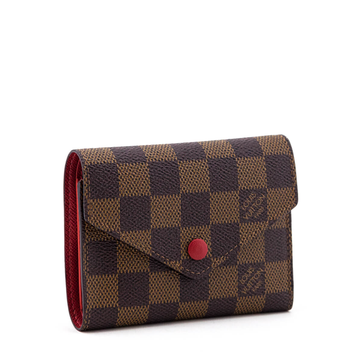 Louis Vuitton Damier Ebene Red Victorine Wallet - Preloved LV Wallets