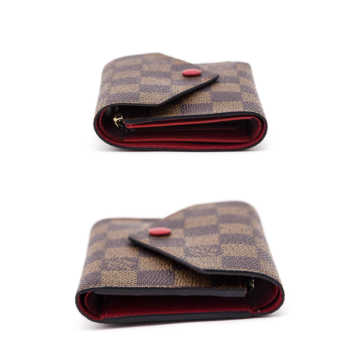 Louis Vuitton Damier Ebene Red Victorine Wallet - Preloved LV Wallets