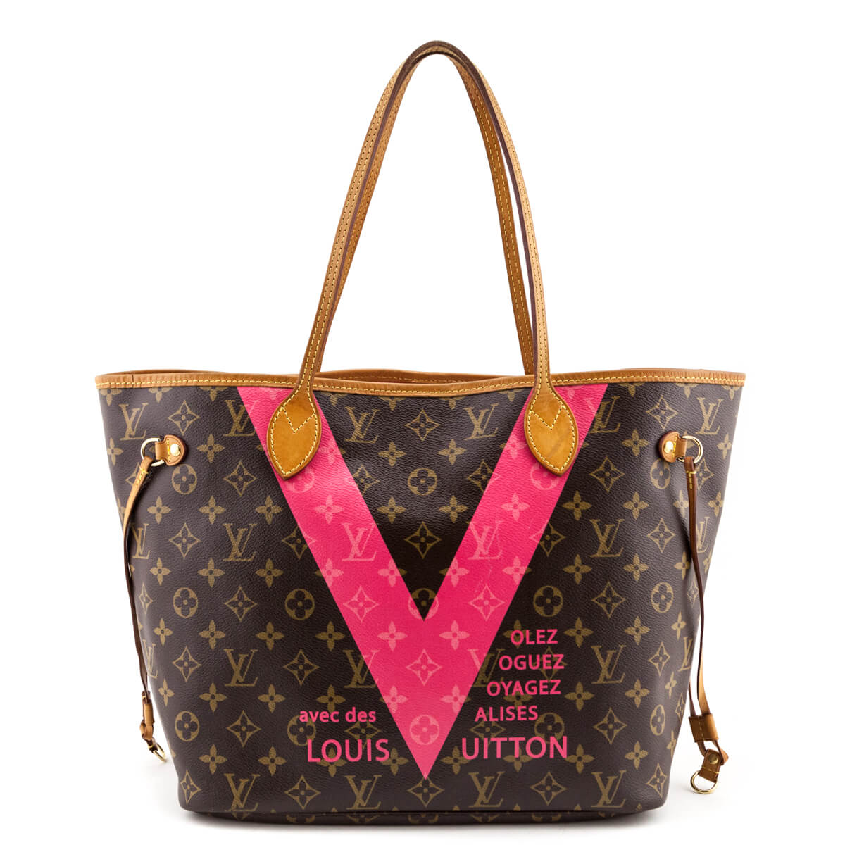 Louis Vuitton Monogram Hot Pink V Neverfull MM with Pouch