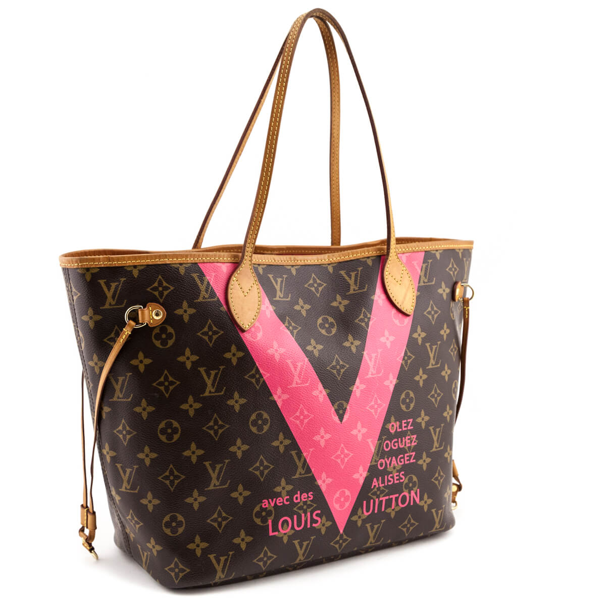 Louis Vuitton Monogram Hot Pink V Neverfull MM with Pouch