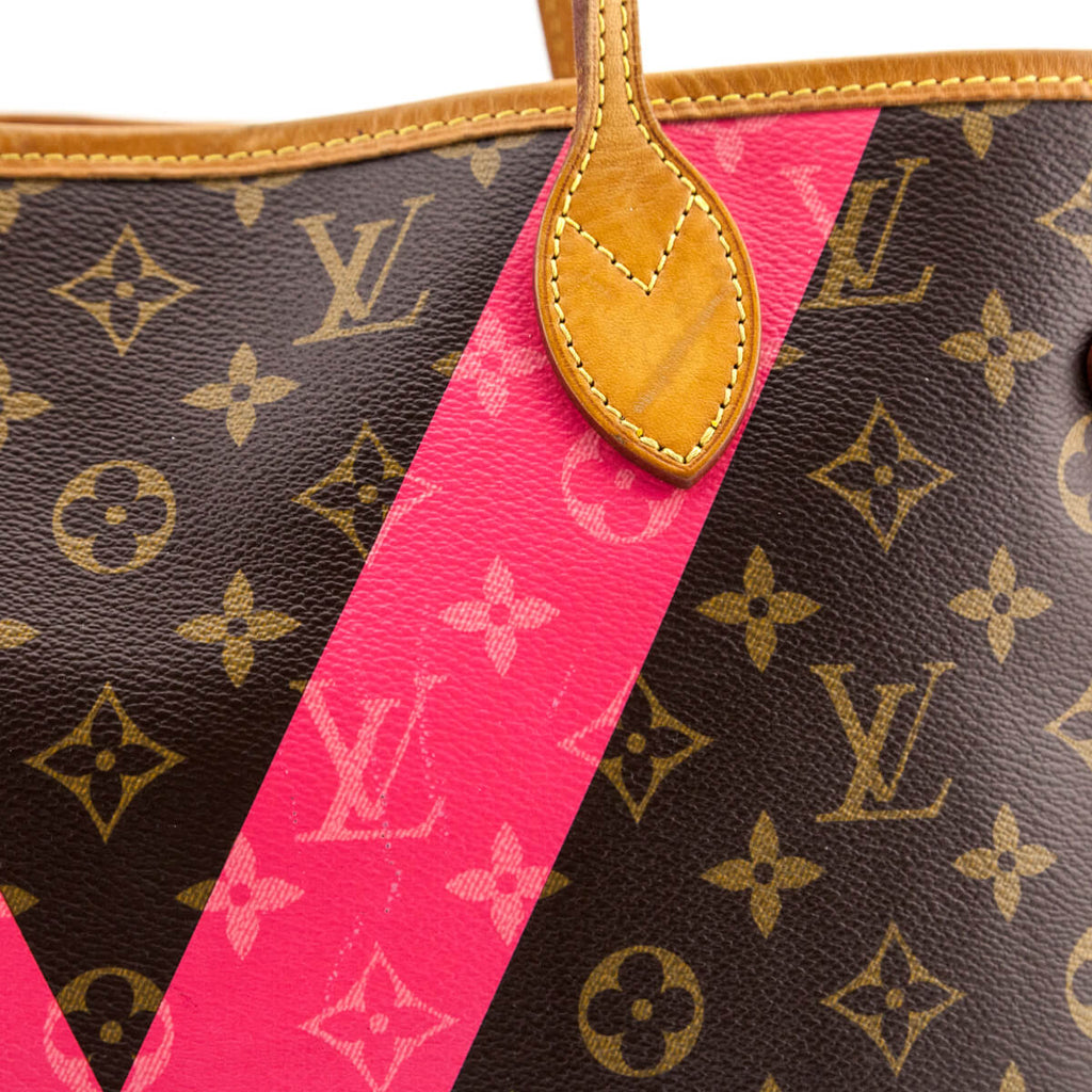 Louis Vuitton Monogram Hot Pink V Neverfull MM with Pouch