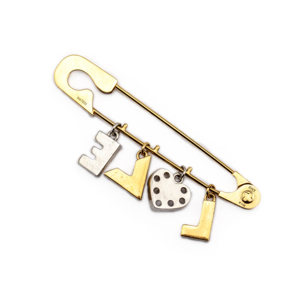 Louis Vuitton Gold-Tone Love Safety Pin Brooch