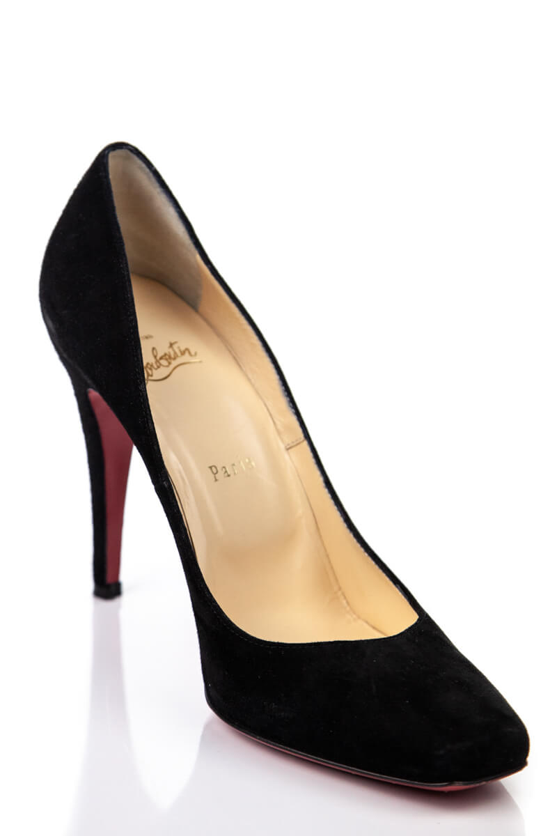 black suede louboutin heels