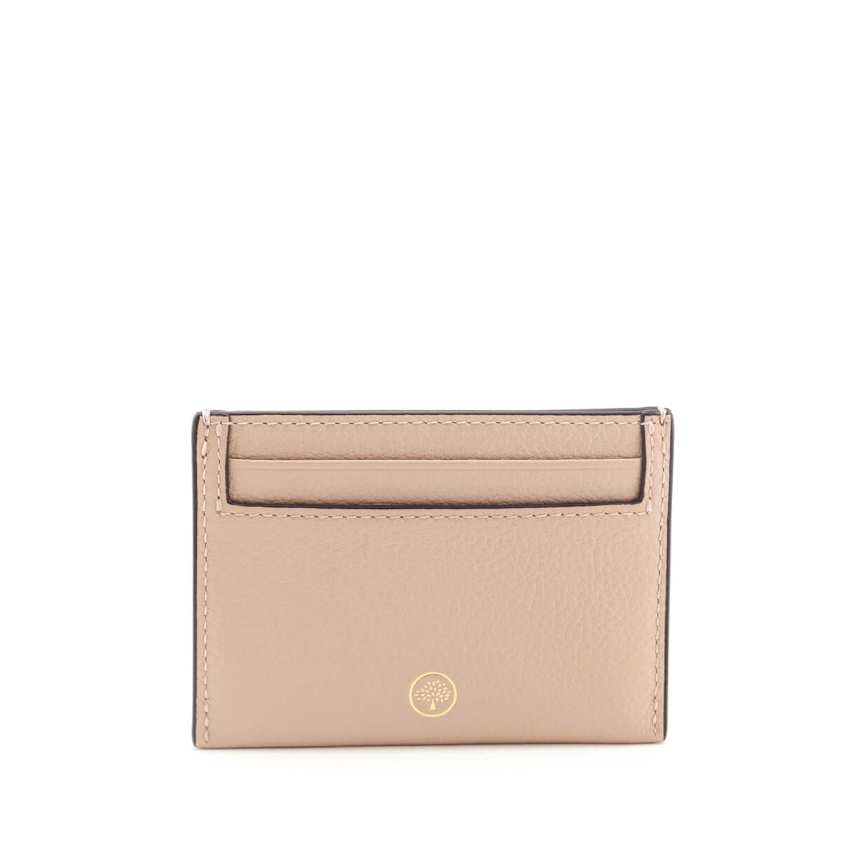 Mulberry Light Beige Grained Leather Continental Logo Card Holder