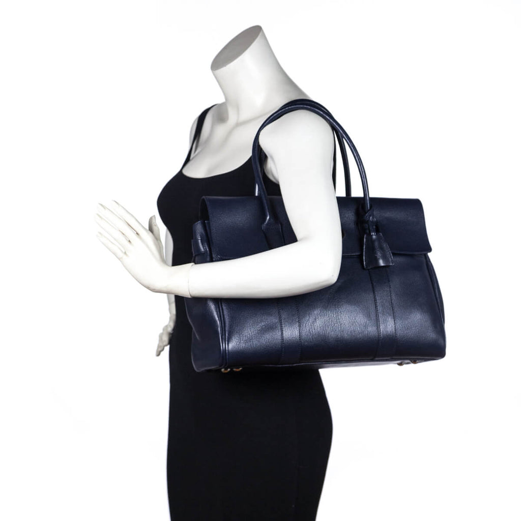 Mulberry Navy Shiny Goatskin Bayswater Tote - Mulberry Handbags Canada