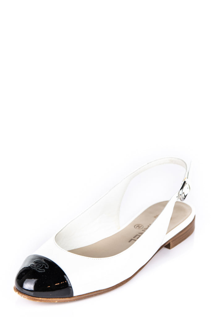 white flat sling back shoes