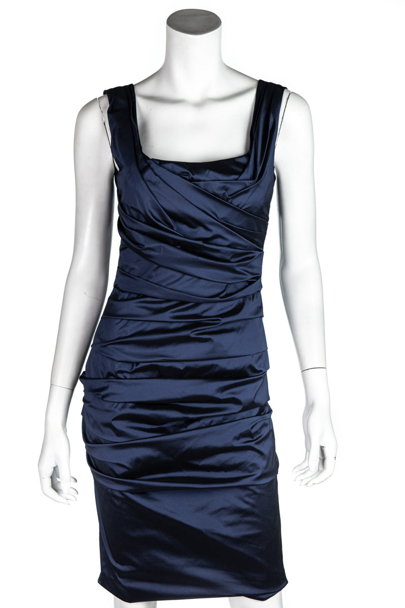 navy blue ruched dress