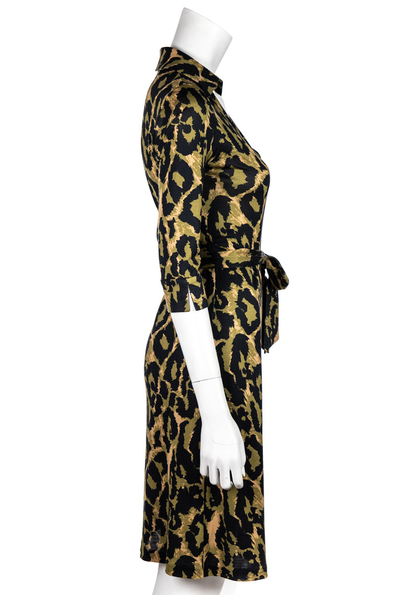 dvf leopard print wrap dress