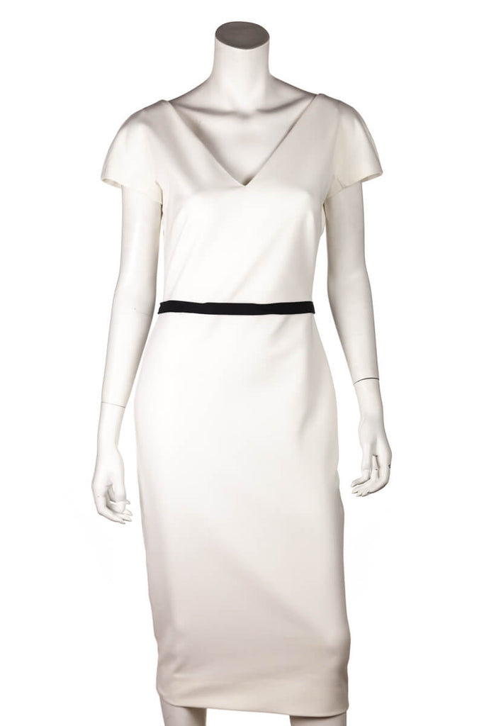 white belted midi dress