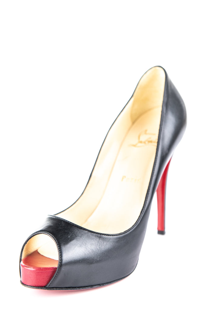 christian louboutin black leather heels