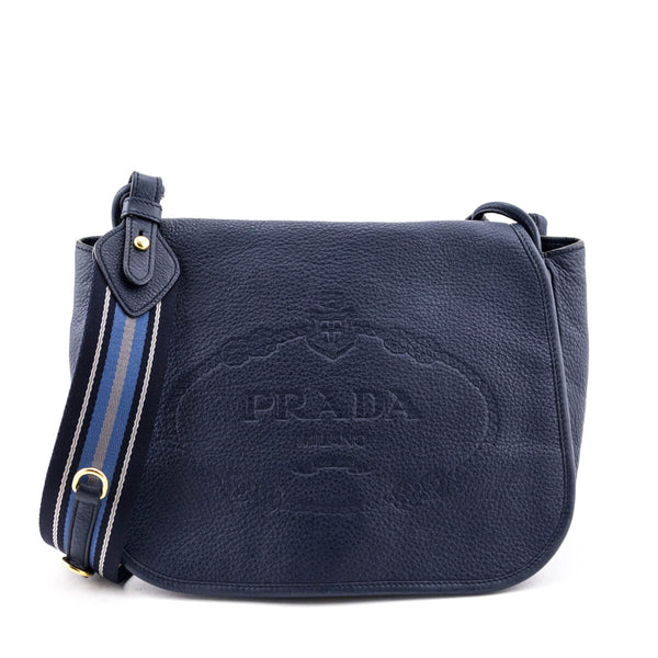 Prada Baltico Vitello Daino Logo Flap Saddle Bag - Shop Prada Bags CA