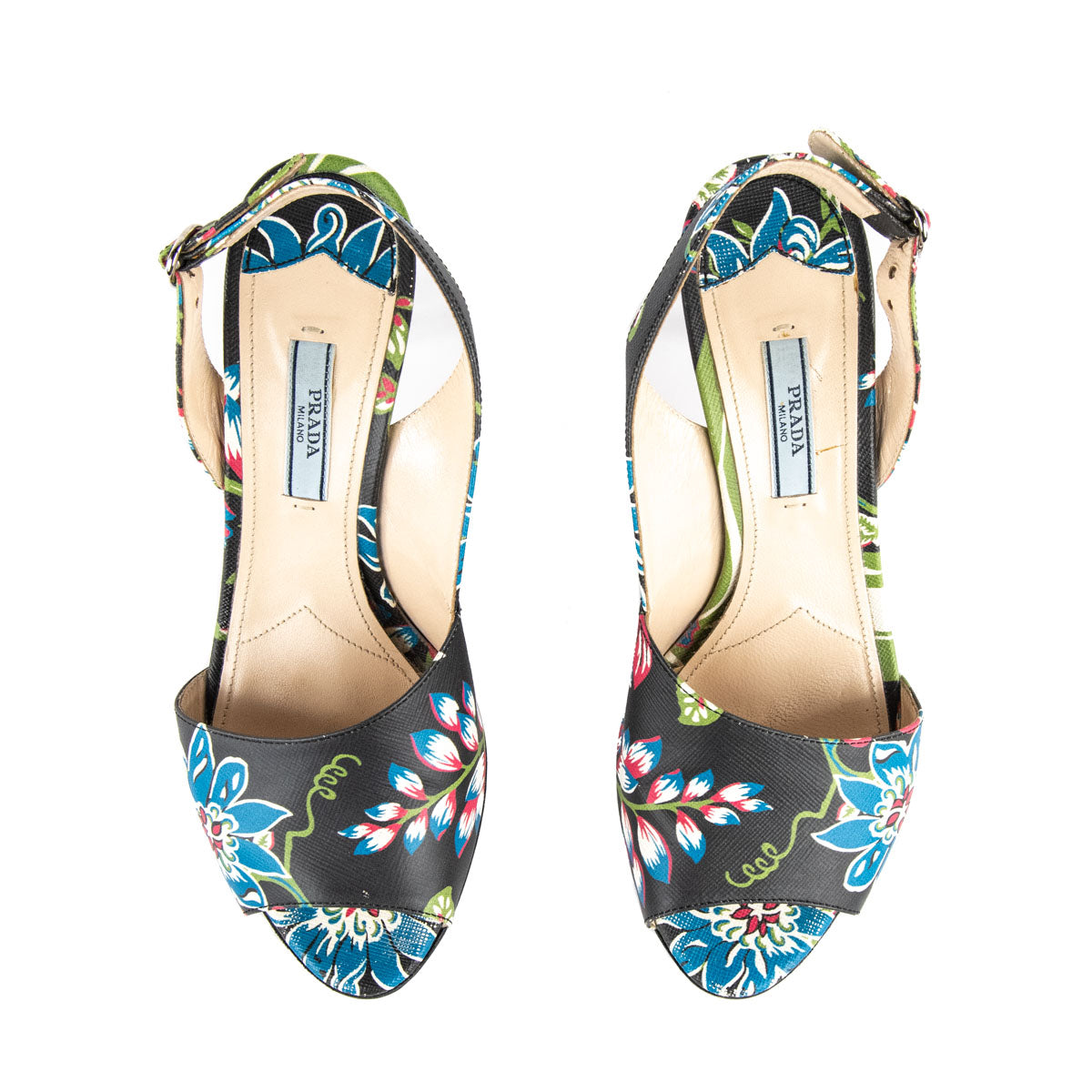 Prada Black Floral Print Slingback Pumps - Prada Consignment Canada