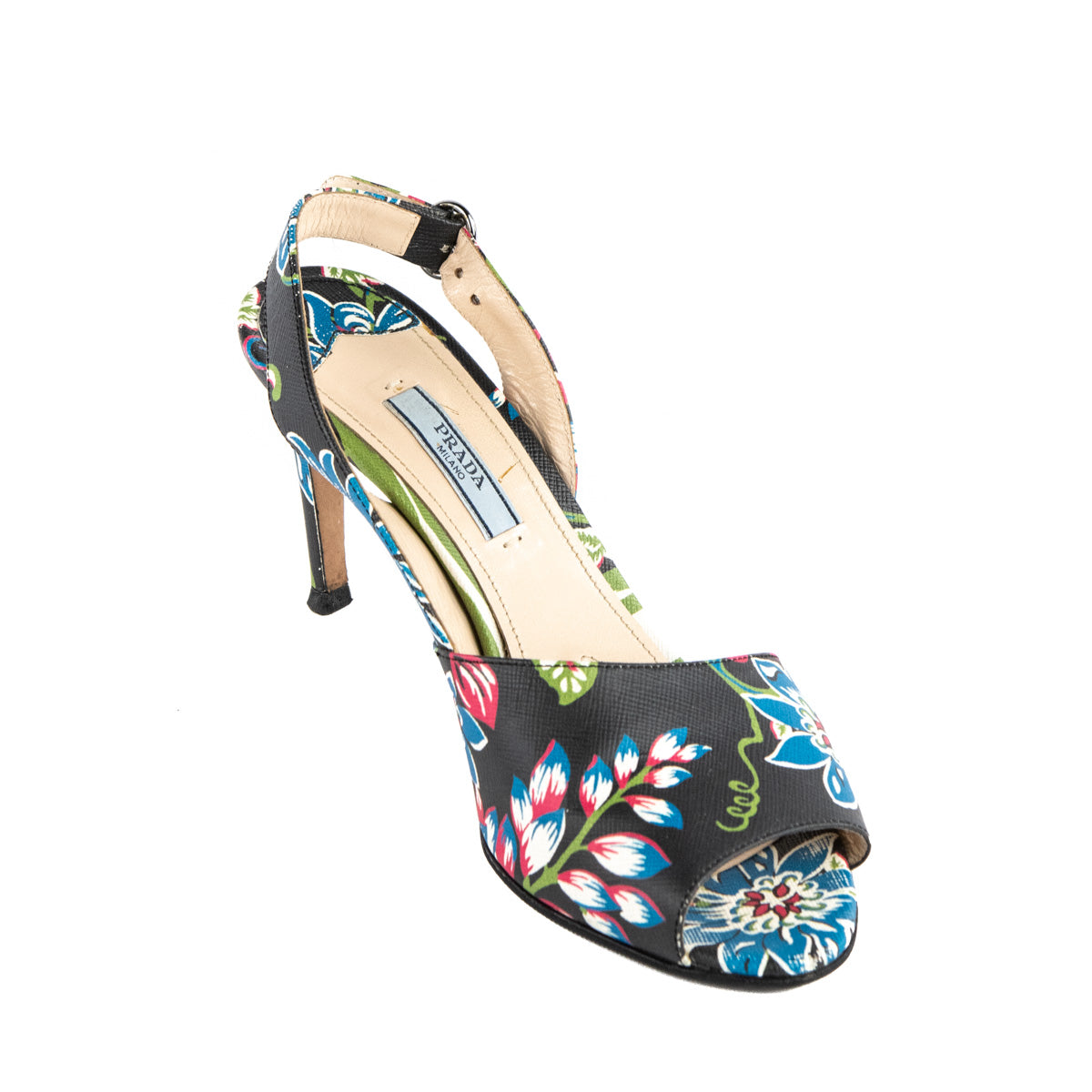 Prada Black Floral Print Slingback Pumps - Prada Consignment Canada