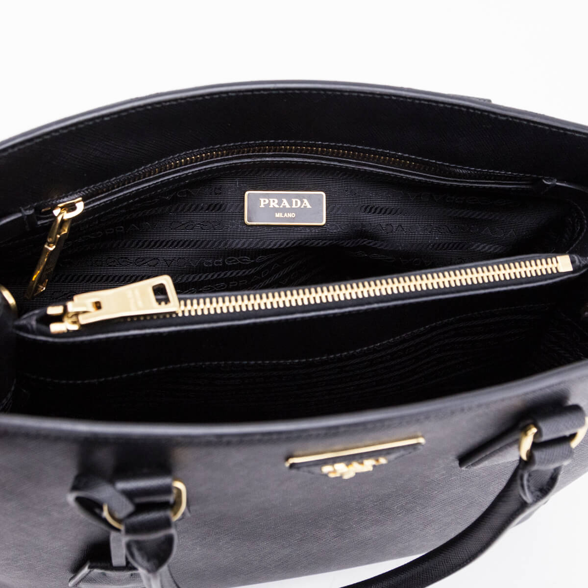 Prada Black Saffiano Lux Medium Convertible Tote Bag - Preloved Prada