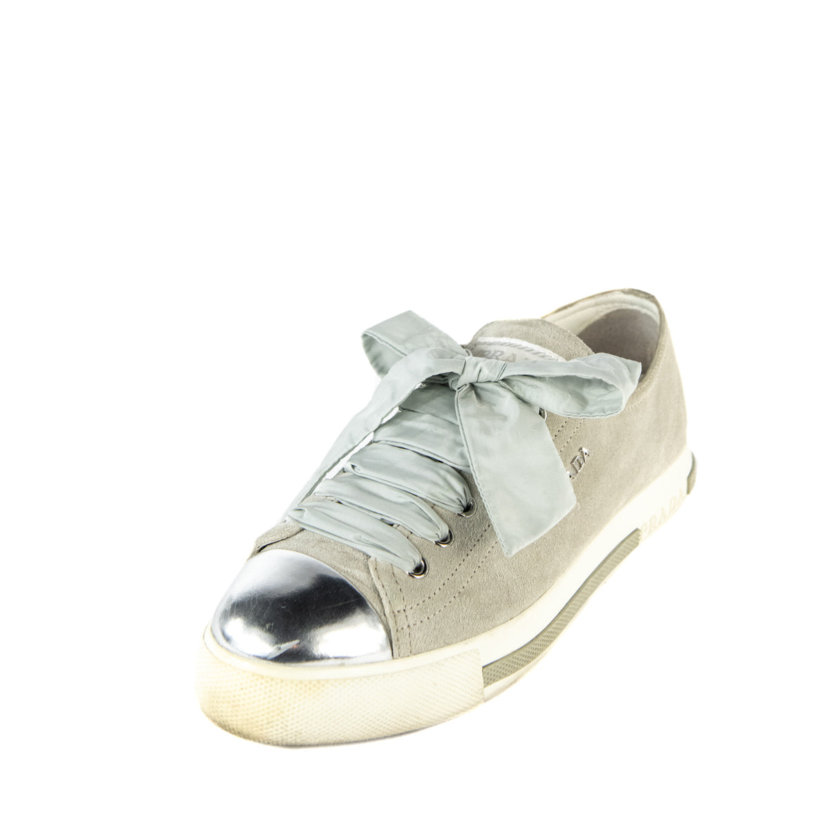 Prada Gray Suede Cap Toe Sneakers - Online Consignment Canada