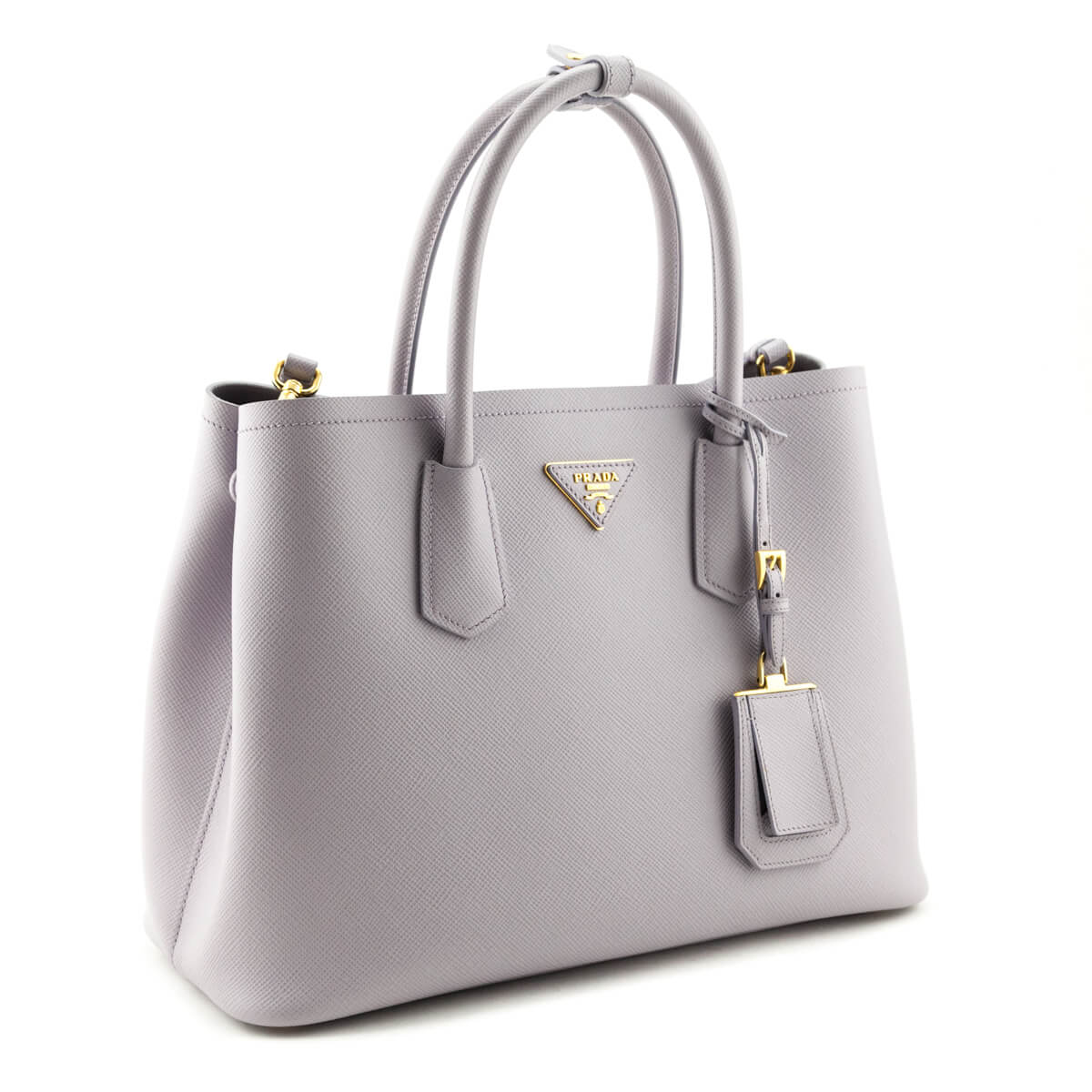 Prada Lilac Saffiano Medium Double Bag - Shop Preloved Prada Handbags