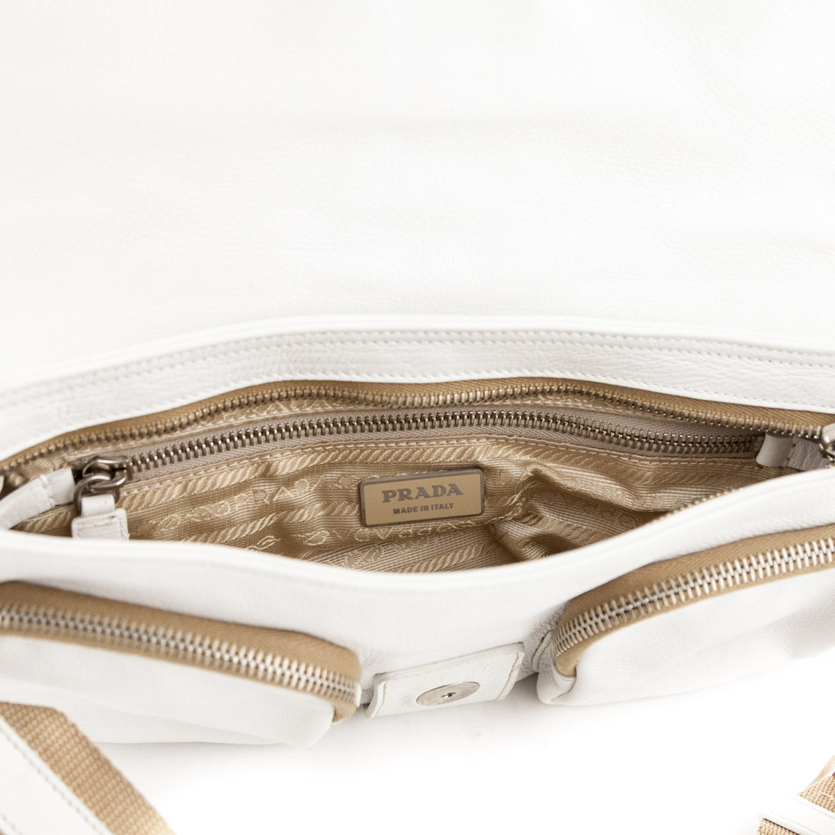 Prada White Leather Shoulder Bag - Authentic Preloved Handbags