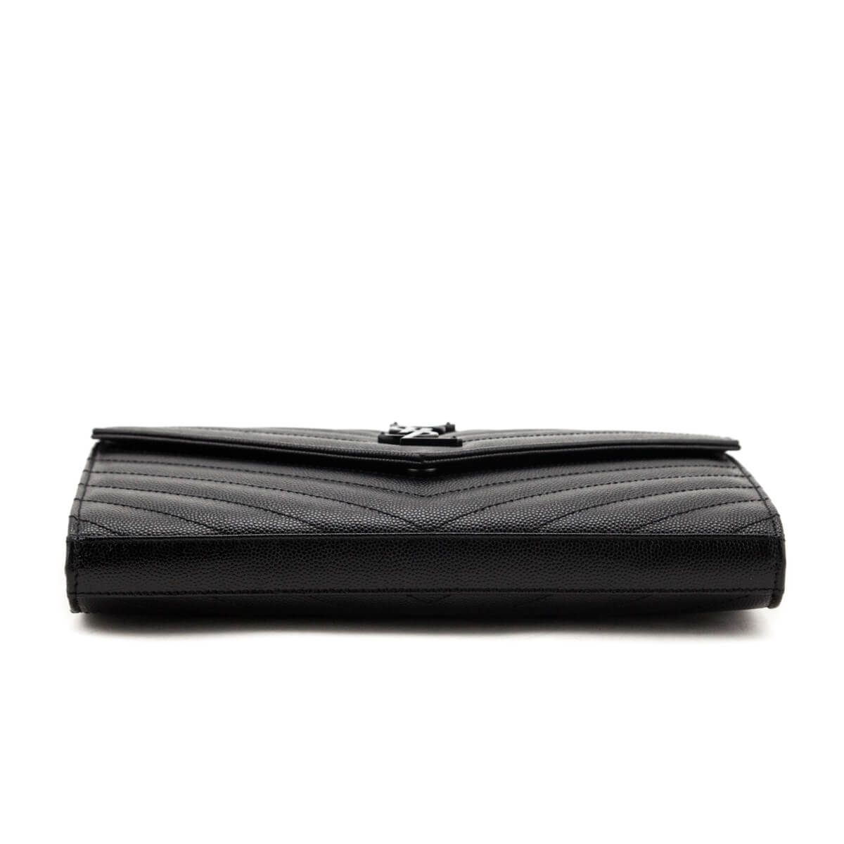 Saint Laurent Black Matelasse Chevron Grain De Poudre Monogram Envelop