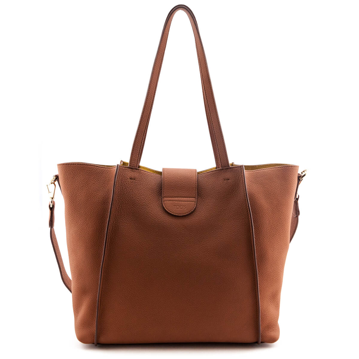 Tod's Orange Grained Leather Double T Large Shopping Bag - Shop Tod's