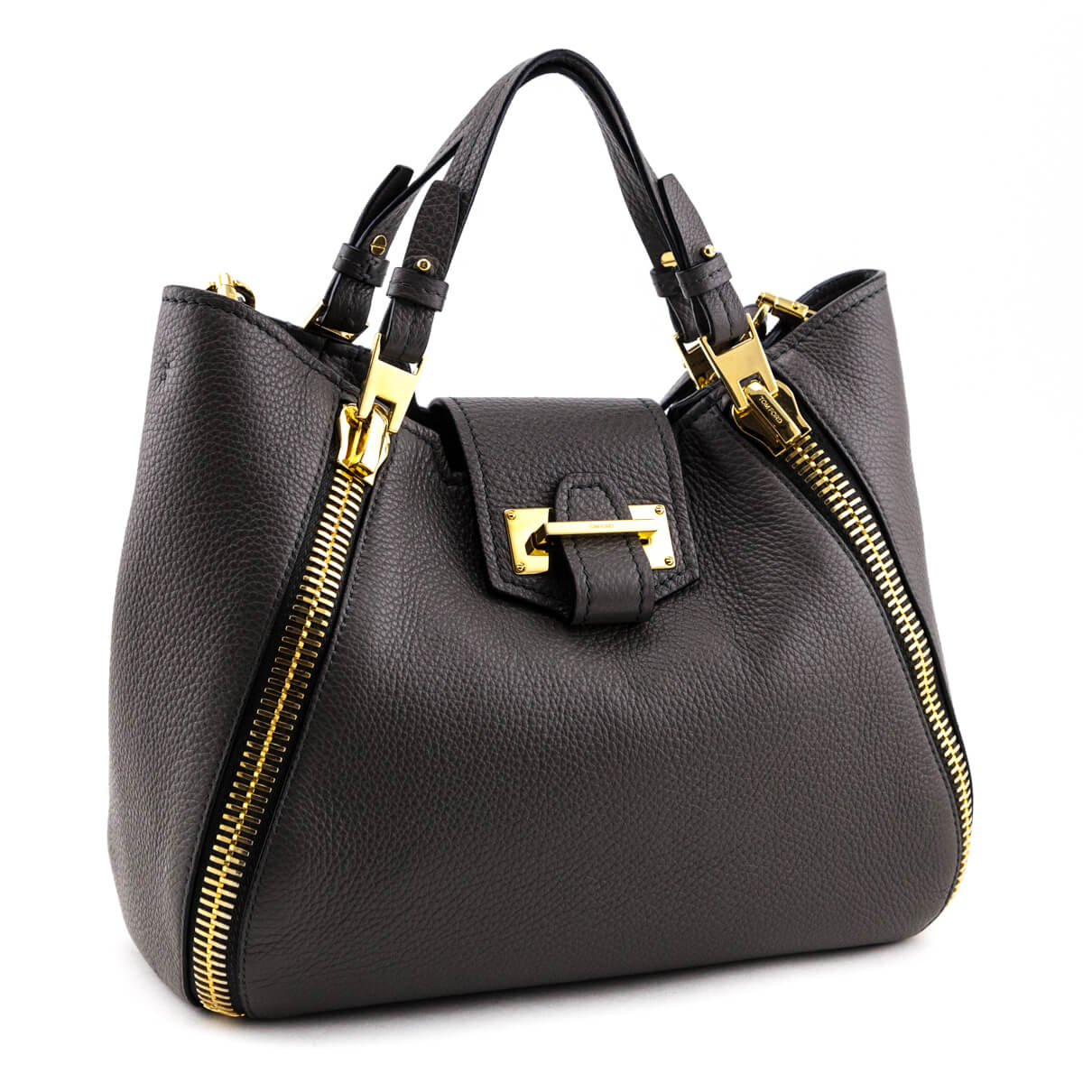 Tom Ford Graphite Grained Calfskin Mini Sedgwick Zipper Tote