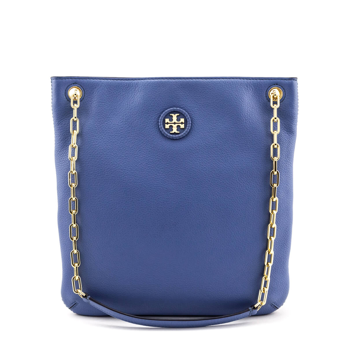 Tory Burch Blue Leather Chain Bucket Bag - Preloved Tory Burch Bags CA