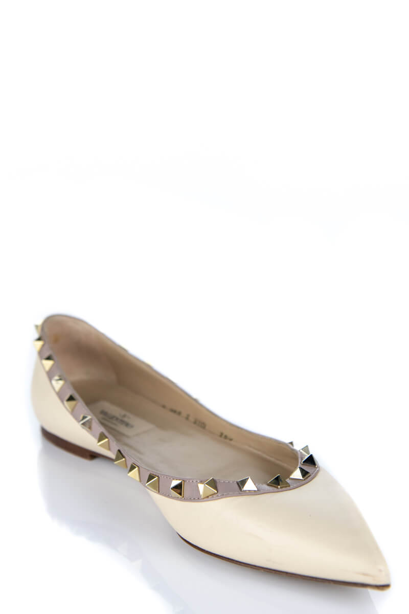 Valentino Ivory Rockstud Flats - Shop 