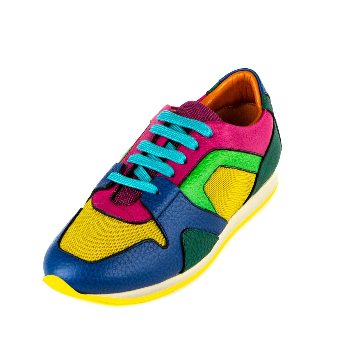 Burberry Multicolor Color Block Leather Field Low Top Sneakers