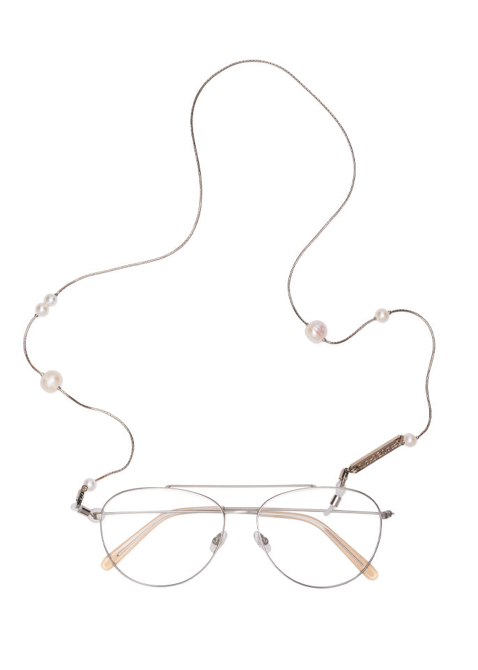 pearl white gold glasses chain