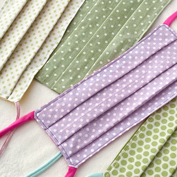 Corda Face masks. Lavender Dot, Green Dot, Stylish, Comfortable 2-ply Cloth masks