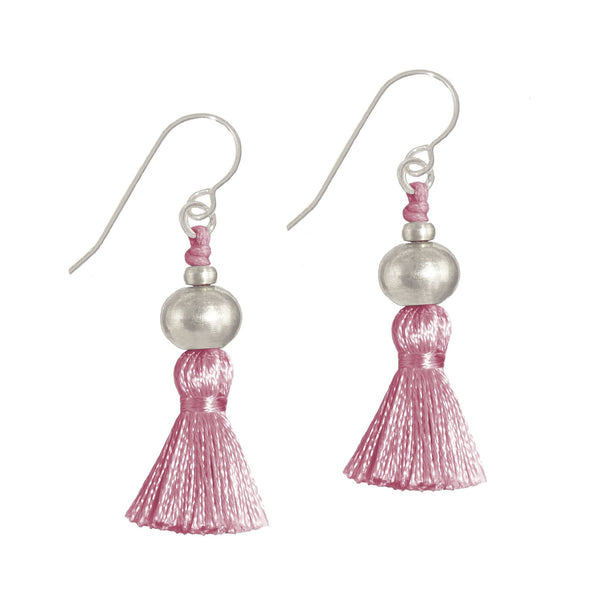 Silk Tassel Earrings Blush Pink