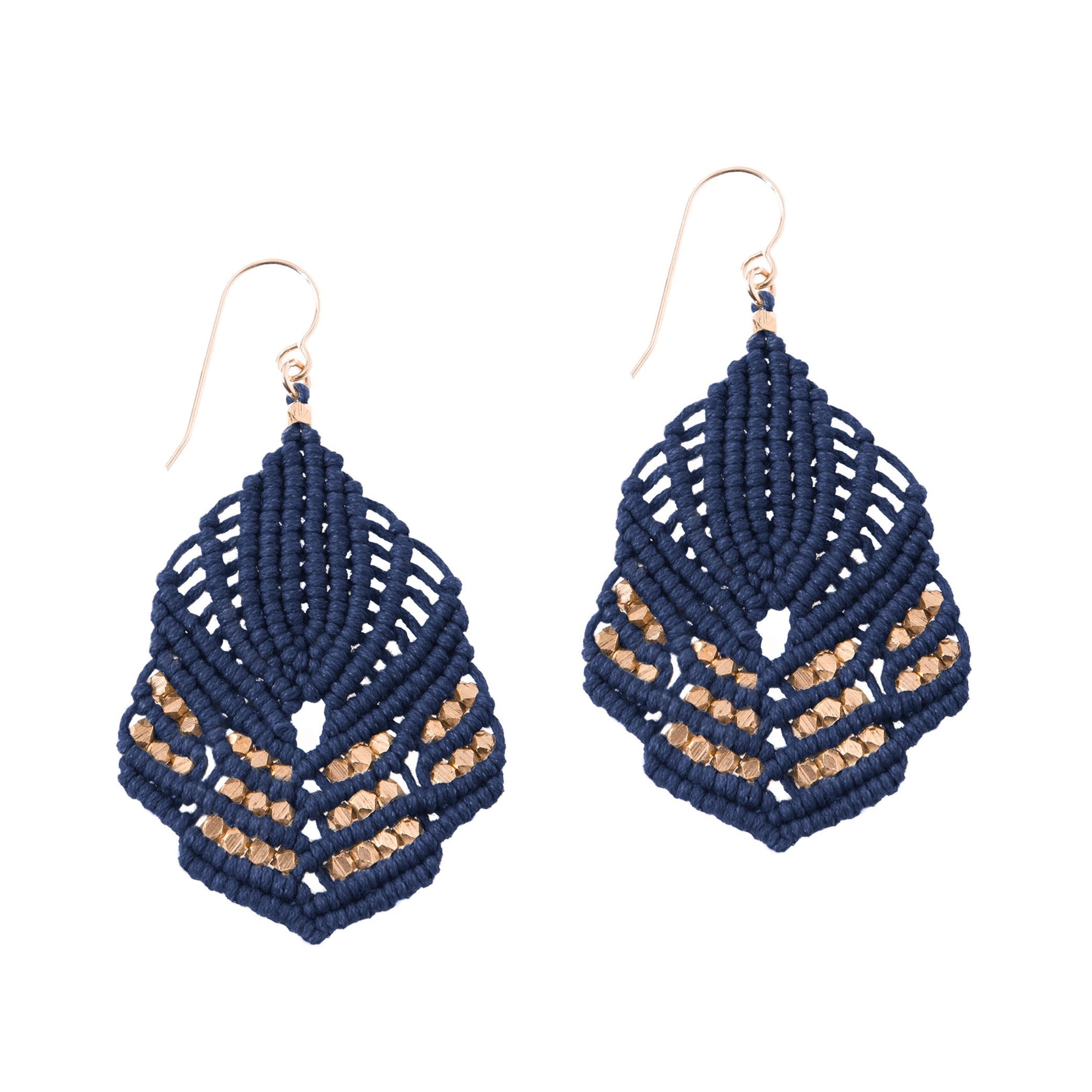 rose gold and navy earrings