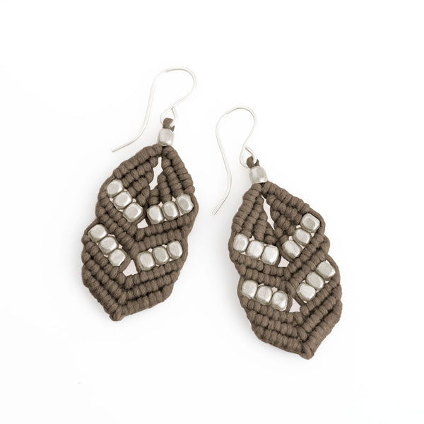 Black Chevron Modern Macrame Earrings by CORDA