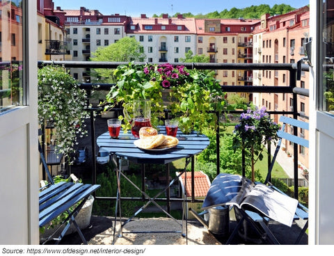 decorated railings on a balcony garden