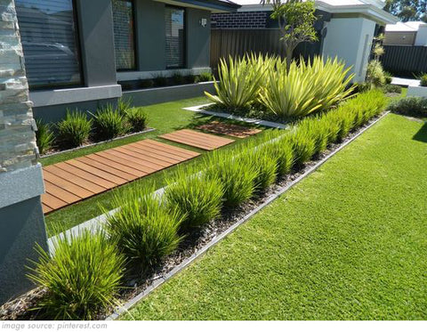 decorative garden edging with plants