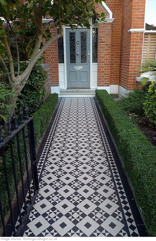 traditional victorian terraced house pathway