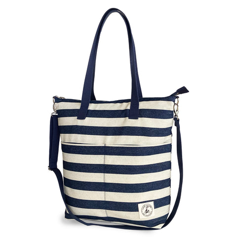 Lady Alamo: Reversible Messenger, Charcoal / Railroad Stripes