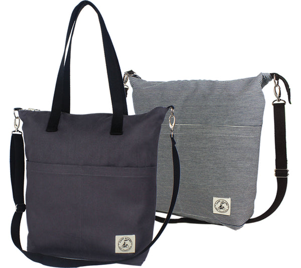 Lady Alamo: Reversible Messenger, Charcoal / Railroad Stripes