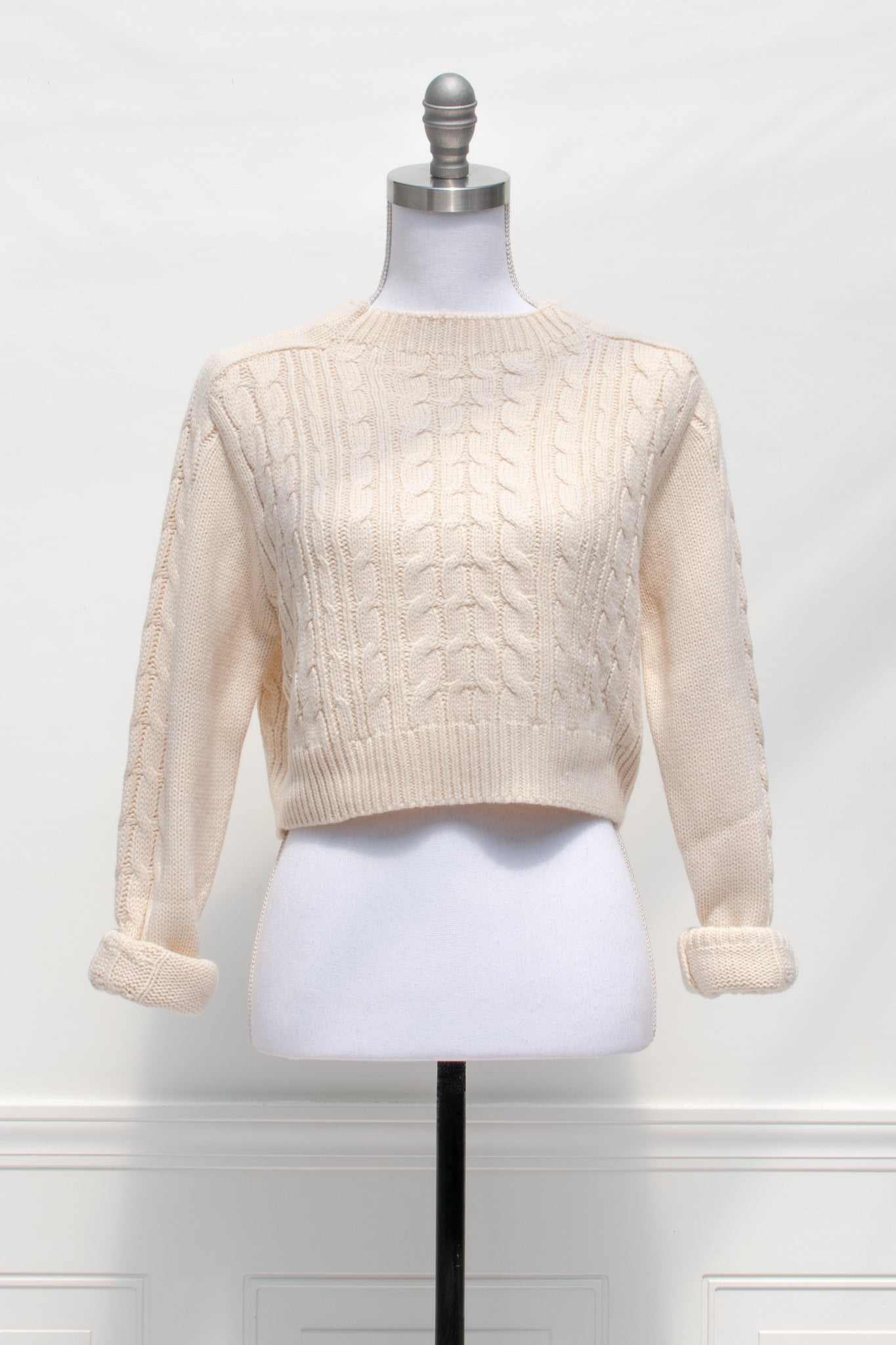 white crop sweater