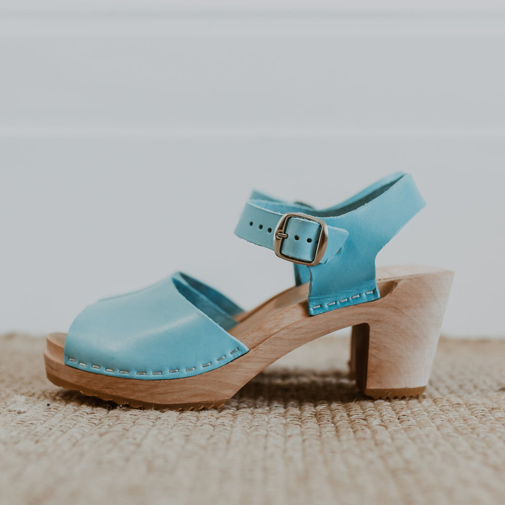 blue clog sandals