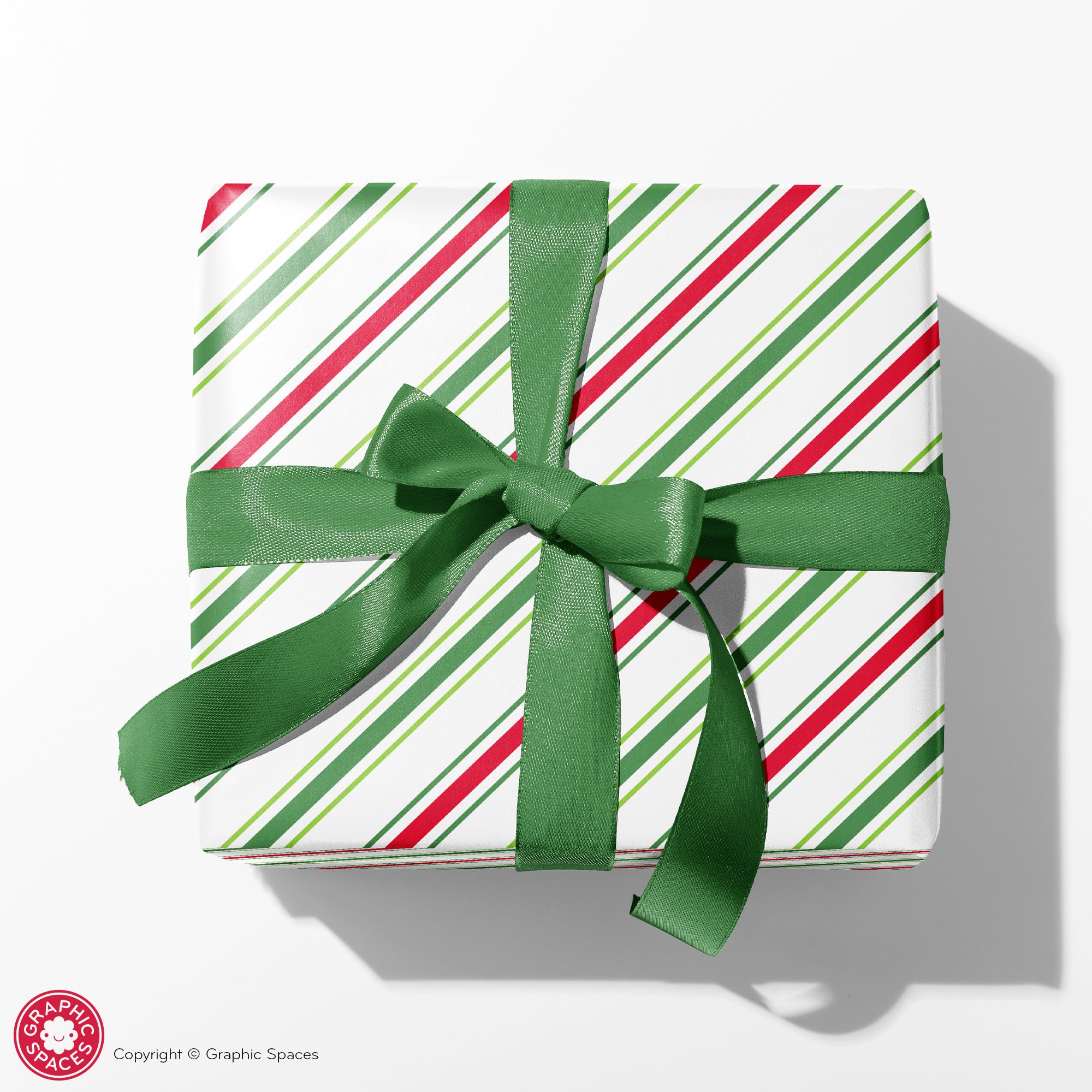 Green Pinstripe Wrapping Paper, Christmas Gift Wrap, Green and White  Wrapping Paper Roll 