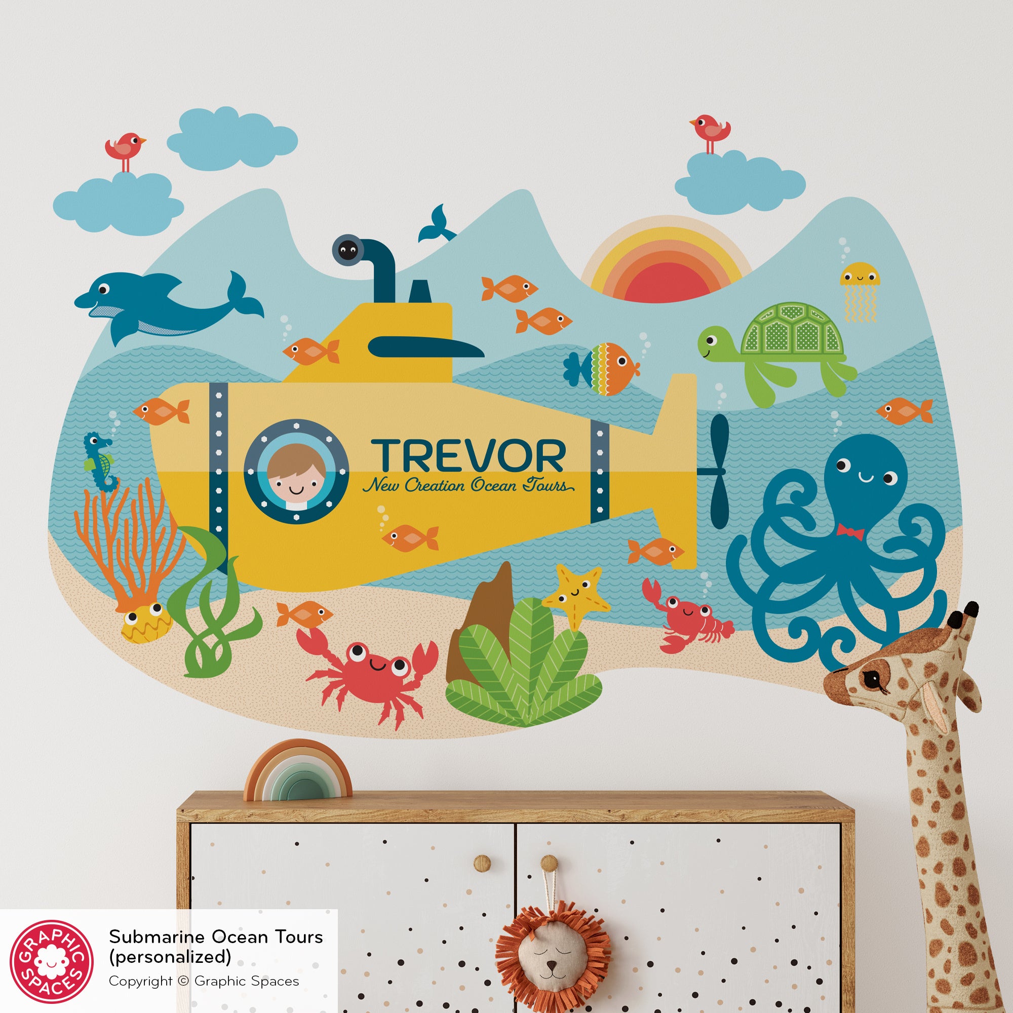 Wall Decal - Submarine Underwater Adventure (Personalized, Boy)